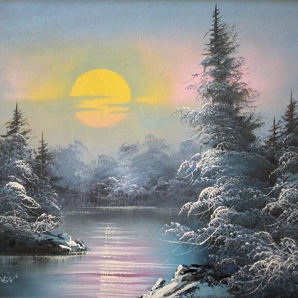 Beautiful Landscape Mountain Sunset Original Oil Painting By Artist K. Horden - Picture 3 of 12